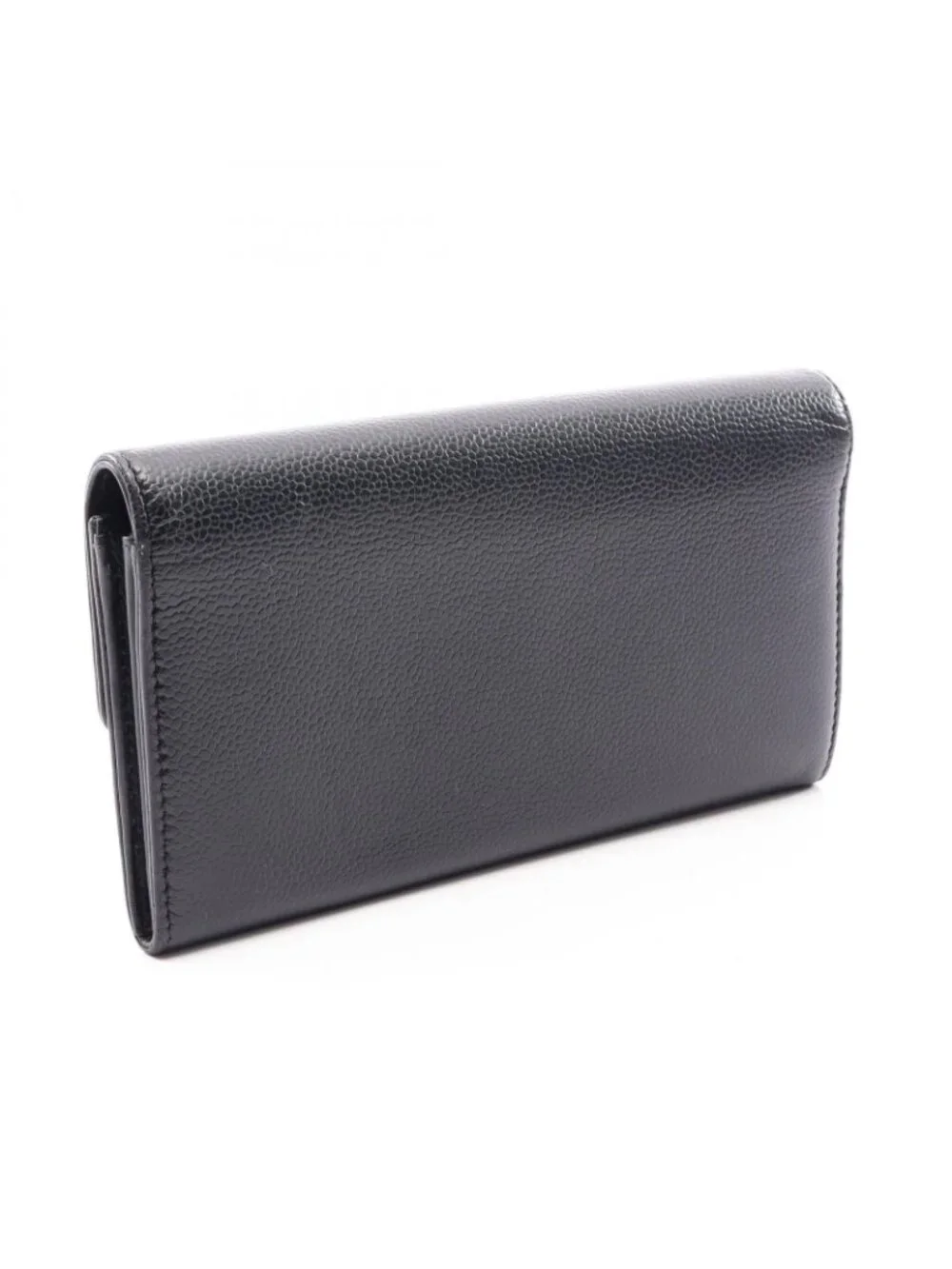Chanel Bifold Wallet CC Logo Black Caviar Leather Quilted